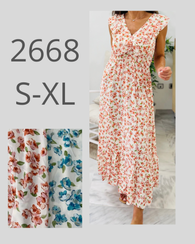 Vestido largo de flores en tonos rosados, disponible en tallas S-XL.