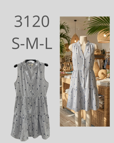 Vestido sin mangas con estampado de puntos, disponible en tallas S-M-L.