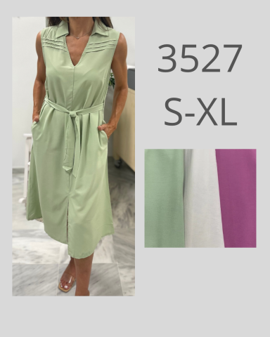 Vestido sin mangas verde claro con cinturón, disponible en tallas S-XL.