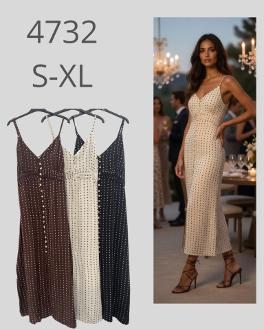 Vestido disponible en tres colores: marrón, crema y negro, modelos S-XL.