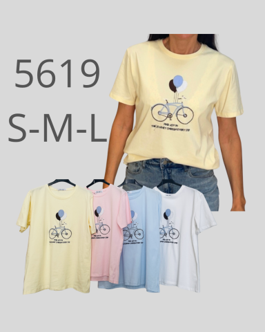 Camisetas de colores con dibujo de bicicleta y globo, tallas S-M-L.