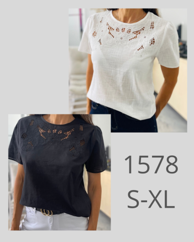 Camisetas de mujer en blanco y negro, con detalles de encaje, tallas S-XL.