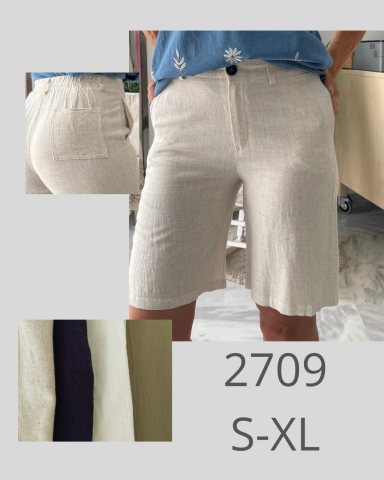Pantalones cortos de lino claros, disponibles en tallas S-XL. 2709.