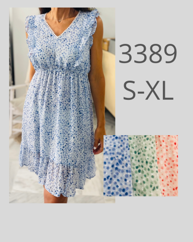 Vestido de flores claro con tirantes, disponible en tallas S a XL.