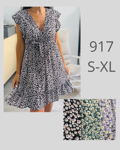 Vestido de flores con mangas rizadas, disponible en tallas S a XL.