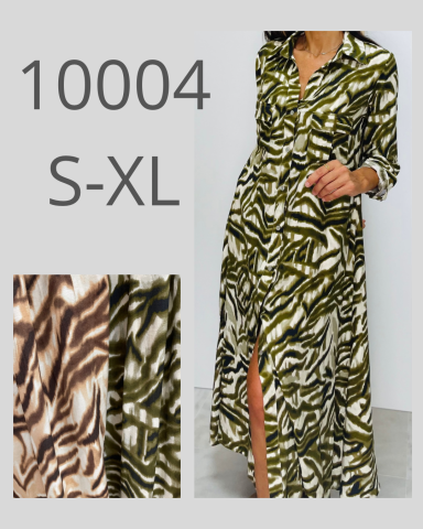 Vestido largo de estampado de cebra en tonos verde y negro, disponible en tallas S-XL.
