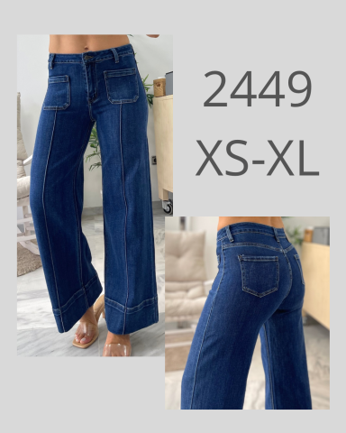 Pantalones vaqueros anchos de talle alto, disponibles en tallas XS a XL.