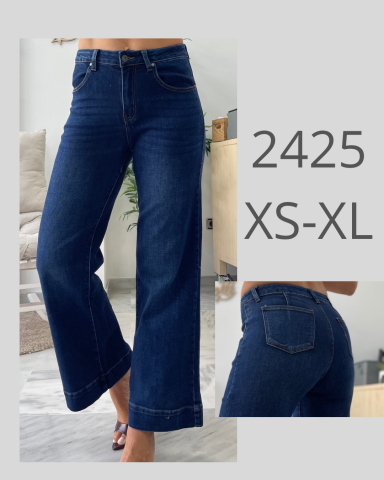 Pantalones vaqueros anchos color azul oscuro, disponibles en tallas XS a XL.
