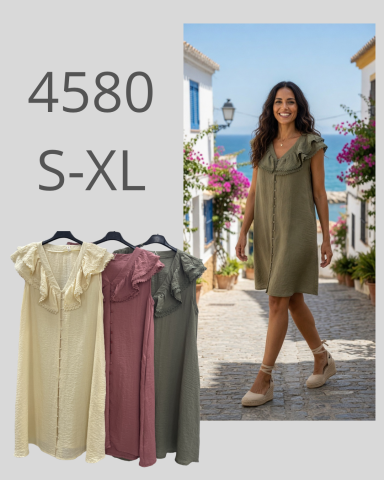 Vestido sin mangas en varios colores, modelo 4580, con detalles en los hombros.